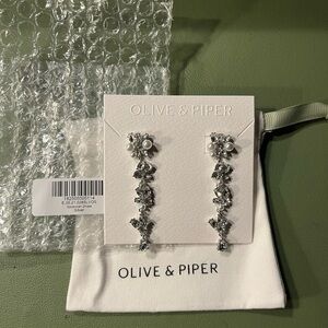 Olive & Piper Silver Pearl Floral Statement Earrings
